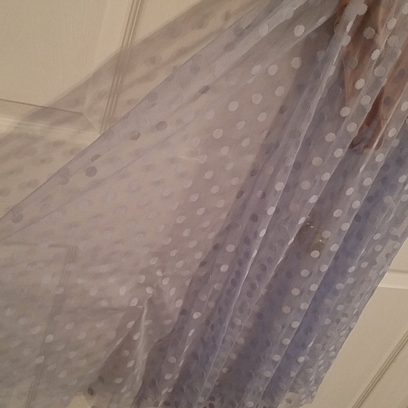 NWT Beige/Nude Bodysuit w/ Blue Polkadot Overlay - Picture 3 of 4